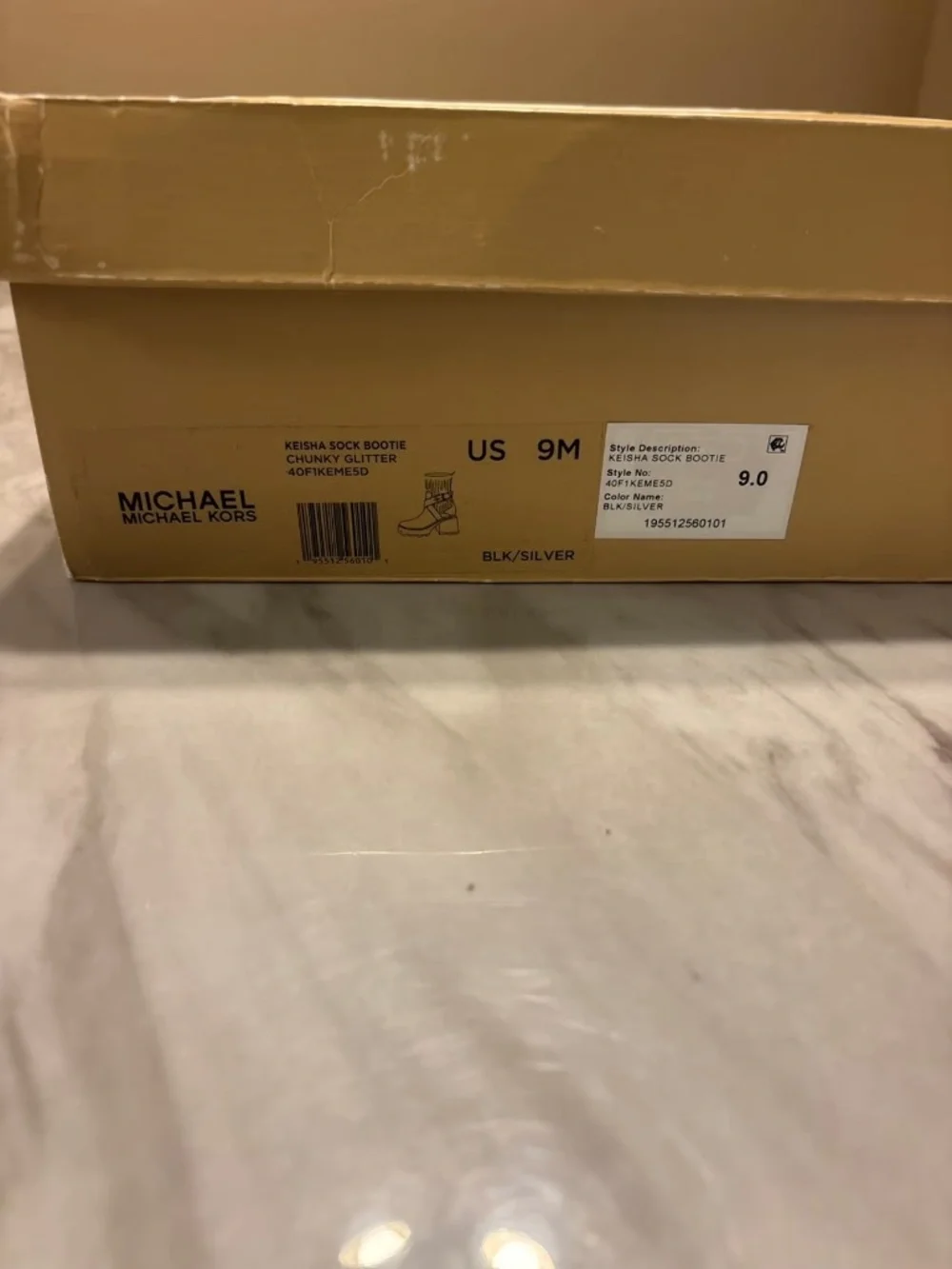 MICHAEL KORS KEISHA SOCK BOOTIE BLK/SILVER Size 9